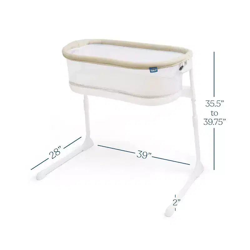 Bedside Bassinet with Mesh Walls and Mattress Pad - White, Metal Frame, Up to 20 lbs