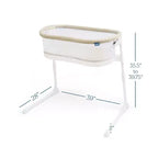 Bedside Bassinet with Mesh Walls and Mattress Pad - White, Metal Frame, Up to 20 lbs