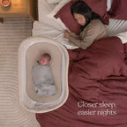 Bedside Bassinet with Mesh Walls and Mattress Pad - White, Metal Frame, Up to 20 lbs