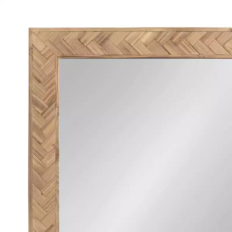 24"x36" Rectangular Wall Mirror with Herringbone Wood Frame