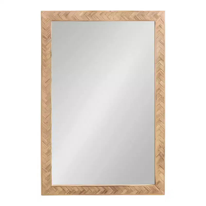 24"x36" Rectangular Wall Mirror with Herringbone Wood Frame