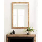 24"x36" Rectangular Wall Mirror with Herringbone Wood Frame