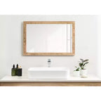 24"x36" Rectangular Wall Mirror with Herringbone Wood Frame