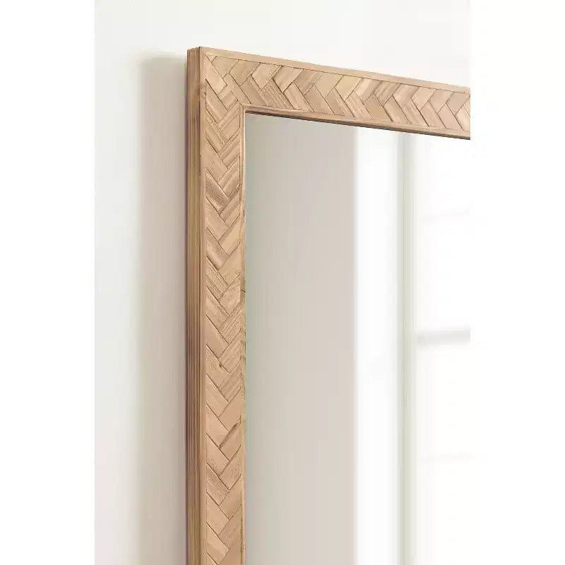 24"x36" Rectangular Wall Mirror with Herringbone Wood Frame