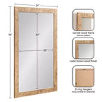 24"x36" Rectangular Wall Mirror with Herringbone Wood Frame