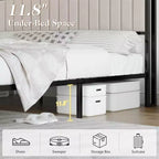 LED Bed Frame with Foldable Ottoman and Charging Station