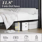 LED Bed Frame with Foldable Ottoman and Charging Station