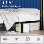 LED Bed Frame with Foldable Ottoman and Charging Station