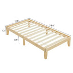 Twin Size Platform Bed with Wood Slats