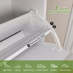 Shoe Cabinet Storage with 4 Flip Drawers, Adjustable Shelves & Metal Legs