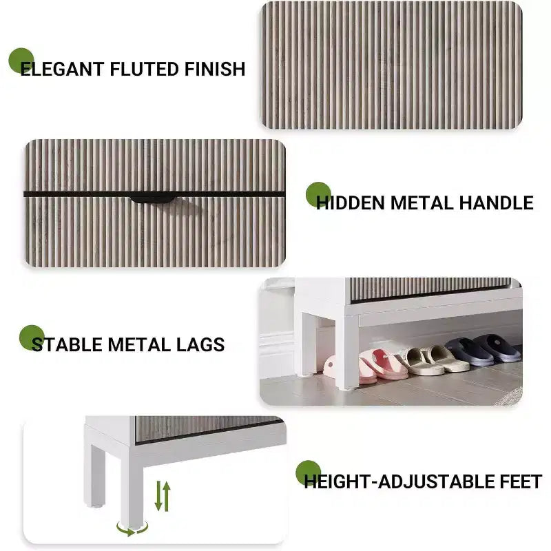 Shoe Cabinet Storage with 4 Flip Drawers, Adjustable Shelves & Metal Legs