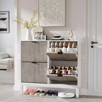 Shoe Cabinet Storage with 4 Flip Drawers, Adjustable Shelves & Metal Legs