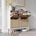 Shoe Cabinet Storage with 4 Flip Drawers, Adjustable Shelves & Metal Legs