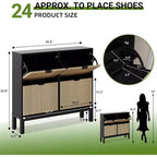 Shoe Cabinet Storage with 4 Flip Drawers, Adjustable Shelves & Metal Legs