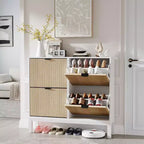 Shoe Cabinet Storage with 4 Flip Drawers, Adjustable Shelves & Metal Legs