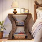 3-Tier Farmhouse End Table with Storage Shelves