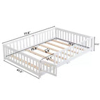 Solid Wood Bed Frame Twin Size with Safety Rails and Slat Support for Kids