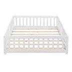 Solid Wood Bed Frame Twin Size with Safety Rails and Slat Support for Kids