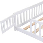 Solid Wood Bed Frame Twin Size with Safety Rails and Slat Support for Kids