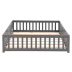 Solid Wood Bed Frame Twin Size with Safety Rails and Slat Support for Kids