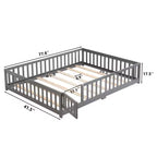Solid Wood Bed Frame Twin Size with Safety Rails and Slat Support for Kids