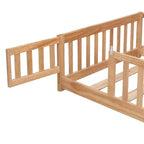 Solid Wood Bed Frame Twin Size with Safety Rails and Slat Support for Kids