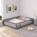 Solid Wood Bed Frame Twin Size with Safety Rails and Slat Support for Kids