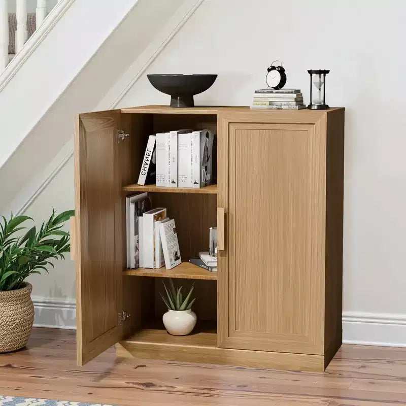 Wood Storage Cabinet with Adjustable Shelves, 36x31x16 Inch