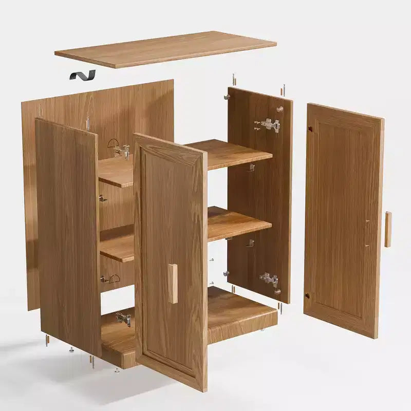Wood Storage Cabinet with Adjustable Shelves, 36x31x16 Inch