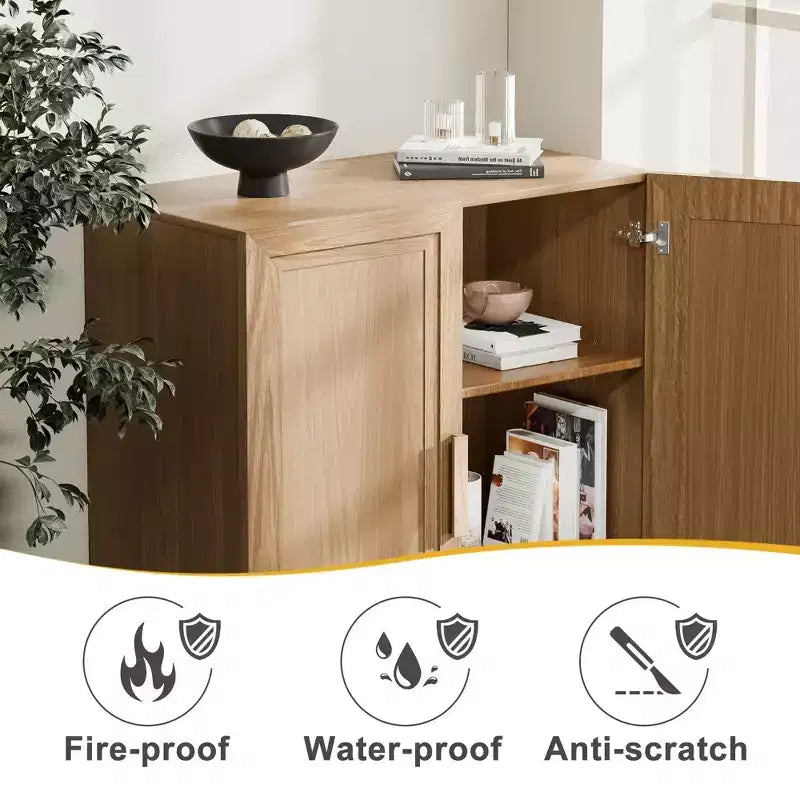 Wood Storage Cabinet with Adjustable Shelves, 36x31x16 Inch