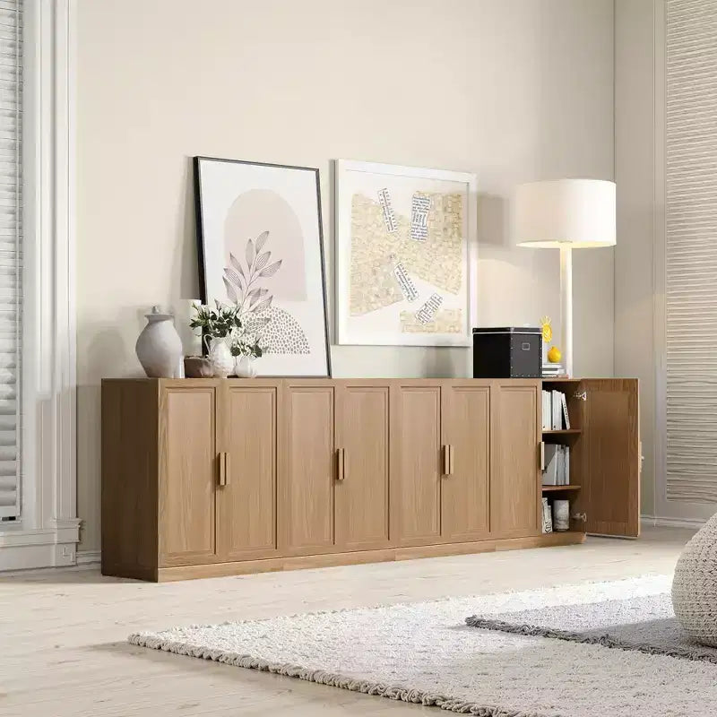 Wood Storage Cabinet with Adjustable Shelves, 36x31x16 Inch