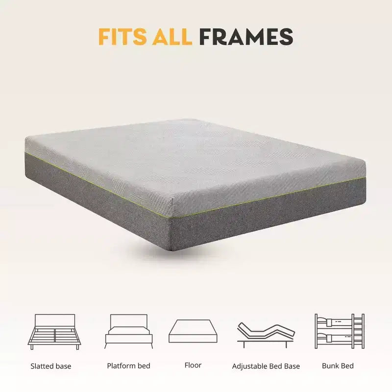 12-Inch Medium Gel Memory Foam Mattress with Green Tea Infusion