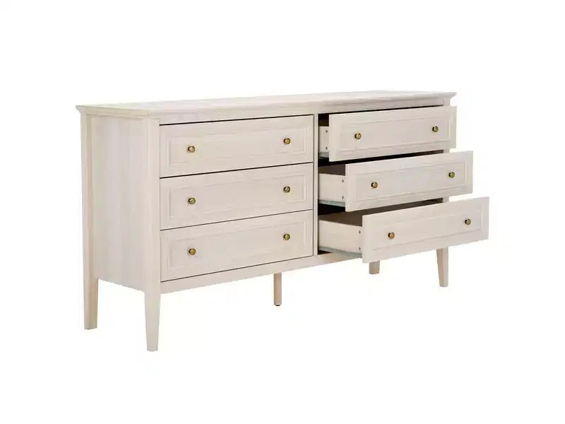 6 Drawer Dresser with Gold Pulls