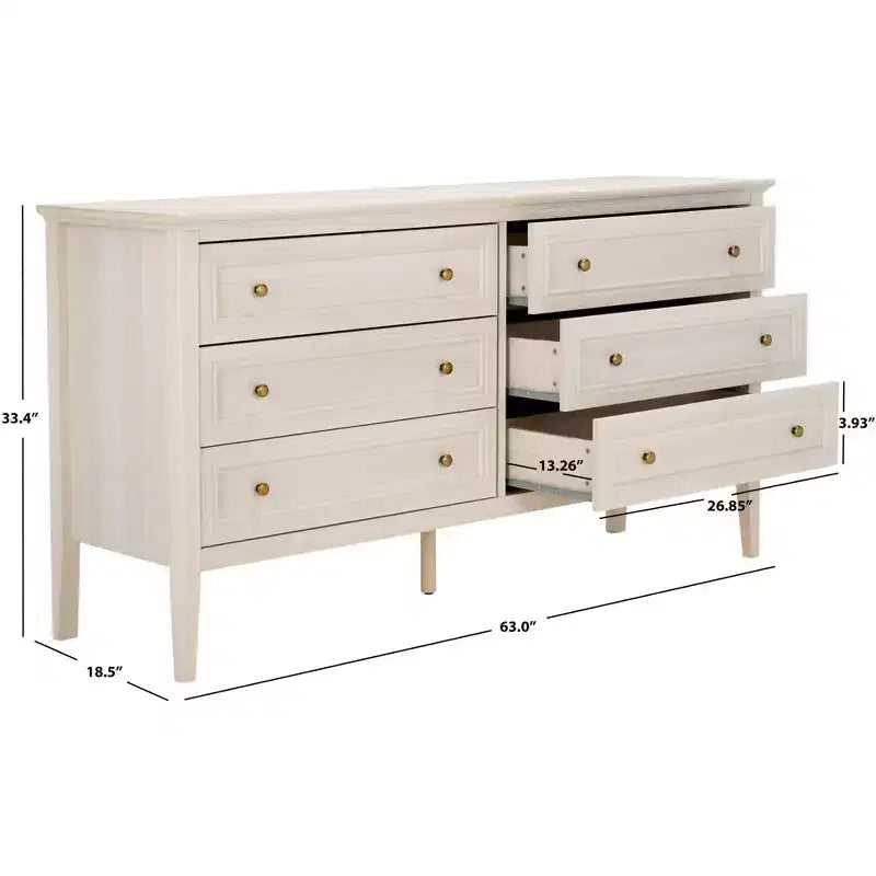 6 Drawer Dresser with Gold Pulls