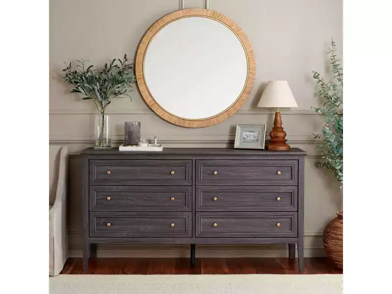 6 Drawer Dresser with Gold Pulls