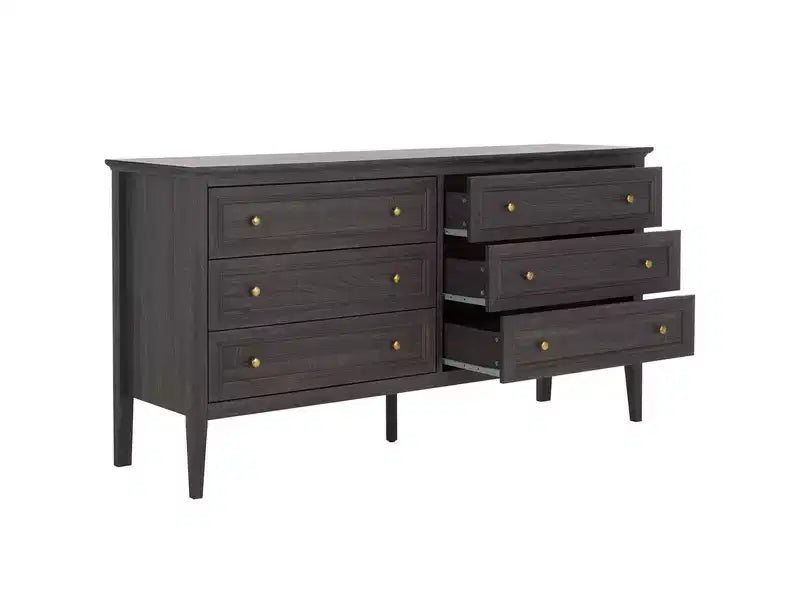 6 Drawer Dresser with Gold Pulls