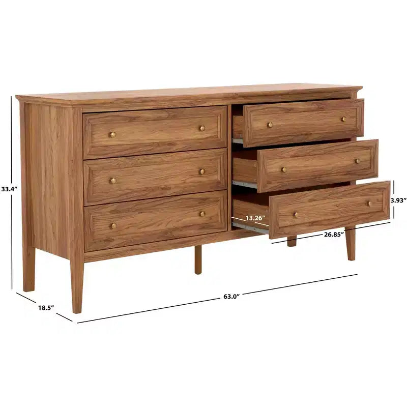 6 Drawer Dresser with Gold Pulls