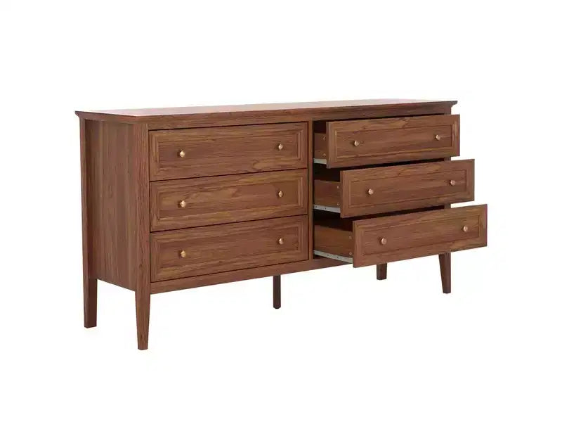 6 Drawer Dresser with Gold Pulls