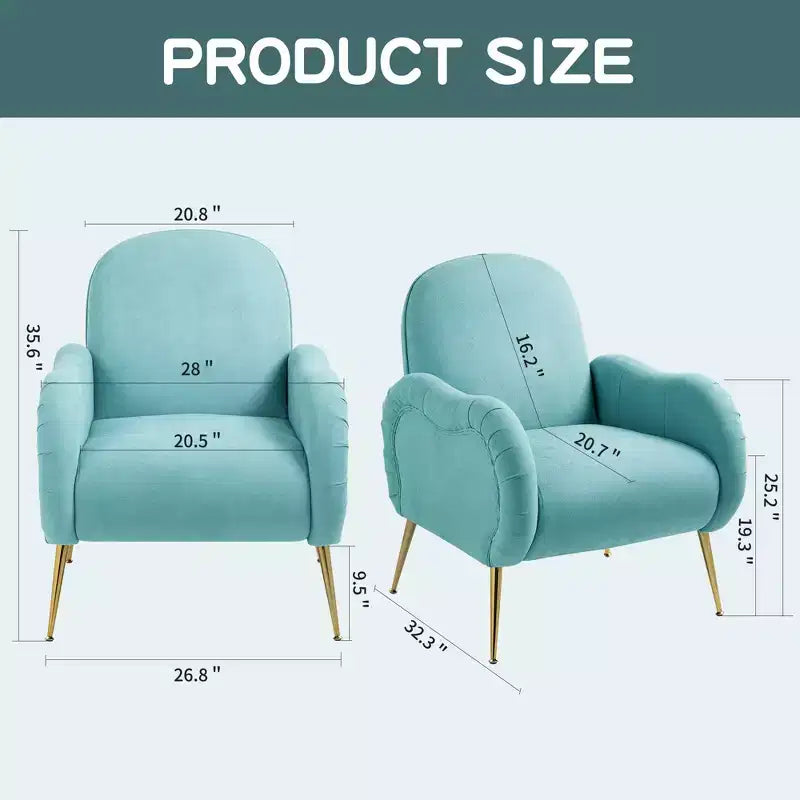 Accent Chair with Gold-Tone Metal Legs and Upholstered Seat