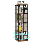 4-Tier Rotating Bookshelf with Metal Frame (15.75 x 54 in)