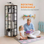4-Tier Rotating Bookshelf with Metal Frame (15.75 x 54 in)