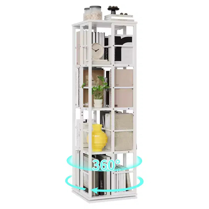 4-Tier Rotating Bookshelf with Metal Frame (15.75 x 54 in)