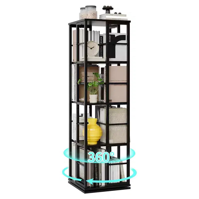 4-Tier Rotating Bookshelf with Metal Frame (15.75 x 54 in)
