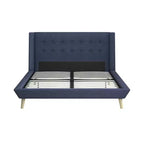 Modern Wood and Linen Tufted Upholstered Bed