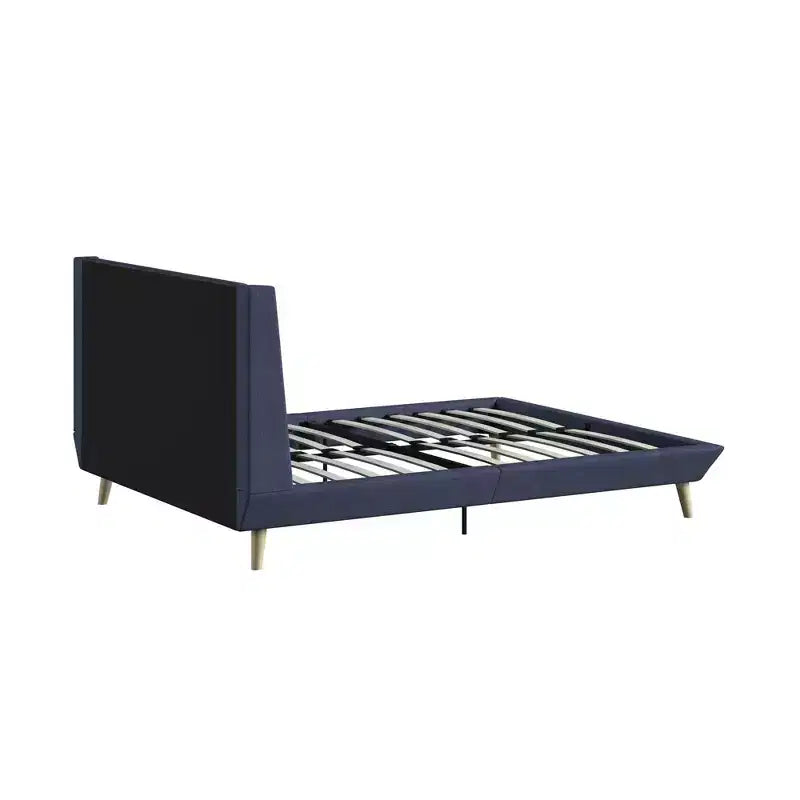 Modern Wood and Linen Tufted Upholstered Bed