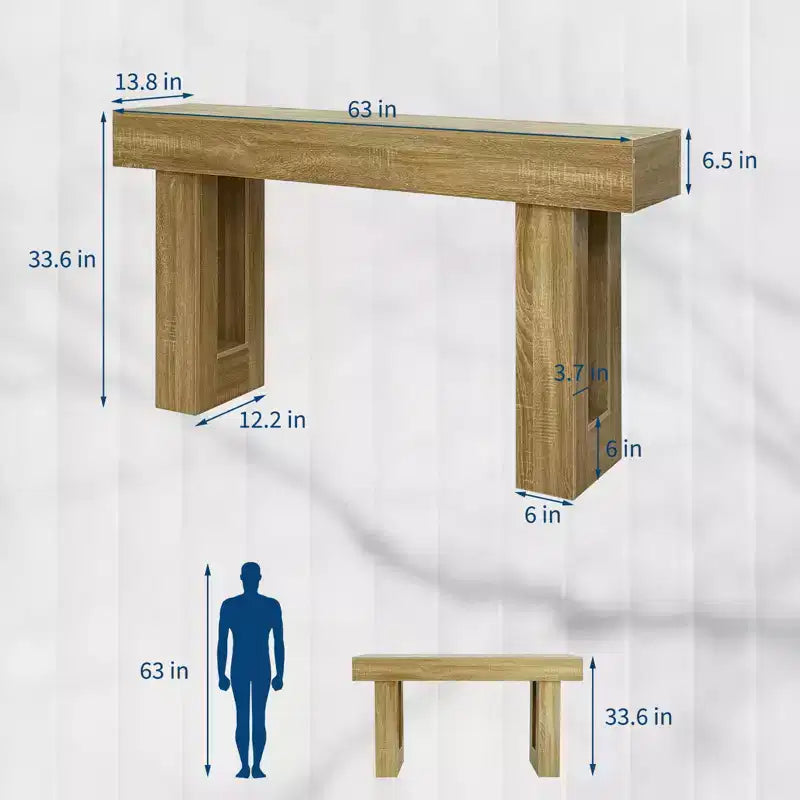 63 Inch Console Table for Entryway, Farmhouse Rectangular Sofa Table for Hallway Living Room Foyer