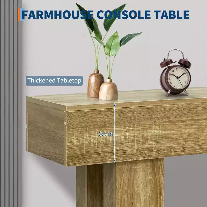 63 Inch Console Table for Entryway, Farmhouse Rectangular Sofa Table for Hallway Living Room Foyer