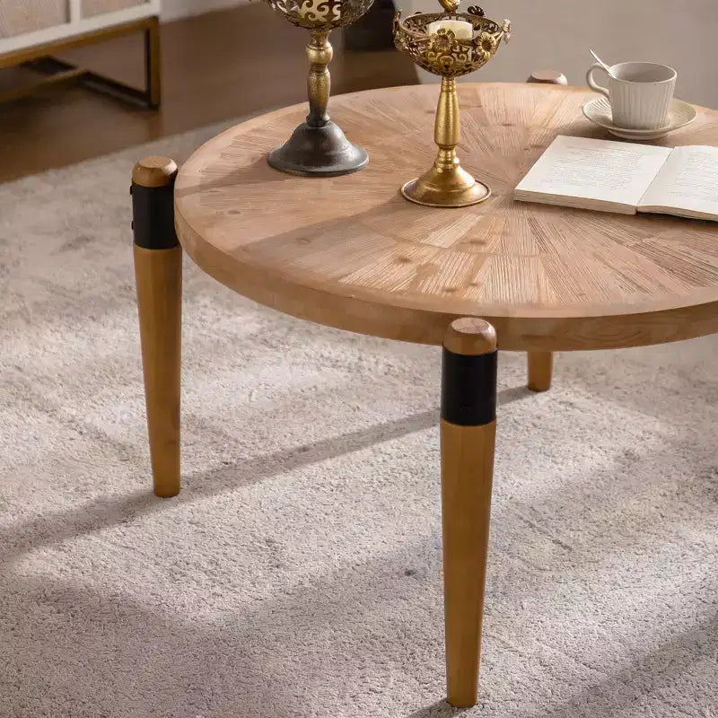 Rustic Wooden Round Coffee Table