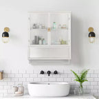 Wall-Mounted Cabinet with Double Glass Doors and Adjustable Shelves