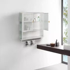 Wall-Mounted Cabinet with Double Glass Doors and Adjustable Shelves